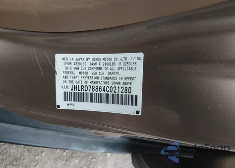 2004 Honda Cr-V Ex из США, поврежденный, VIN JHLRD78864C021280